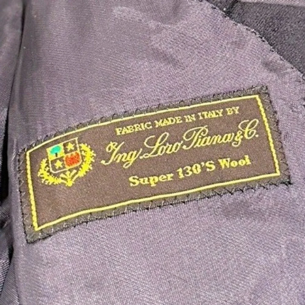 Everett Hall Navy Blue Blazer Loro Piana‎ Super 130s Wool Made in Italy Mens 46R